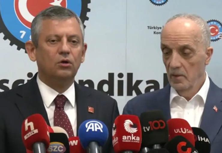 CHP Genel Başkanı Özgür Özel, Türk-İş Genel Başkanı Ergün Atalay'ı