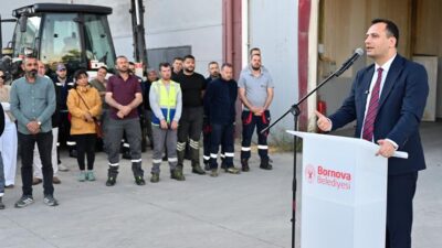 Bornova Belediye Başkanı Ömer Eşki, 1 Mayıs kapsamında belediye şantiyelerinde