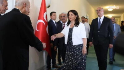 İmralı Heyeti üyeleri Pervin Buldan ile Mithat Sancar, TBMM'de MHP