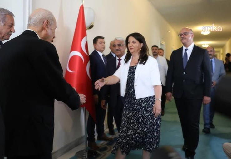 İmralı Heyeti üyeleri Pervin Buldan ile Mithat Sancar, TBMM'de MHP