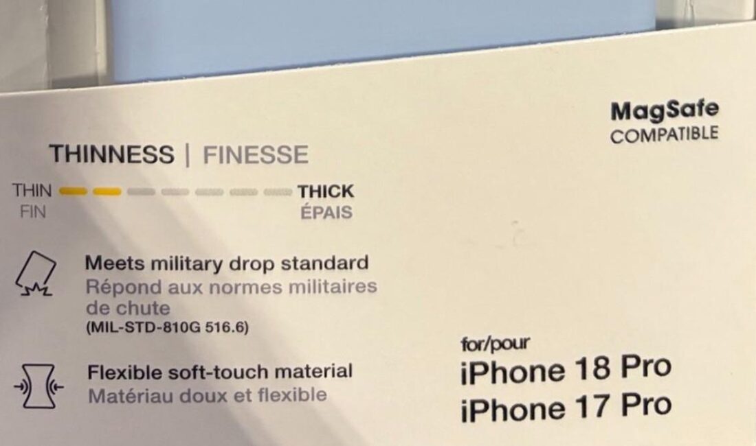 Bir kılıf üreticisinin mağazaya koyduğu ambalaj, iPhone 18 Pro kılıflarının