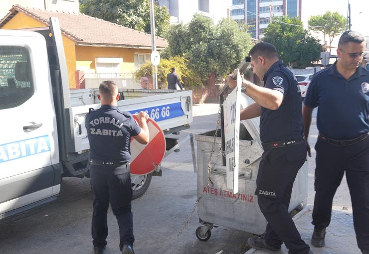 Torbalı Belediyesi Zabıta Müdürlüğü ekipleri, ilçe genelinde kaldırım işgallerine karşı