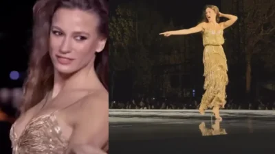 Ünlü oyuncu Serenay Sarıkaya, Paris Moda Haftası kapsamında düzenlenen Le