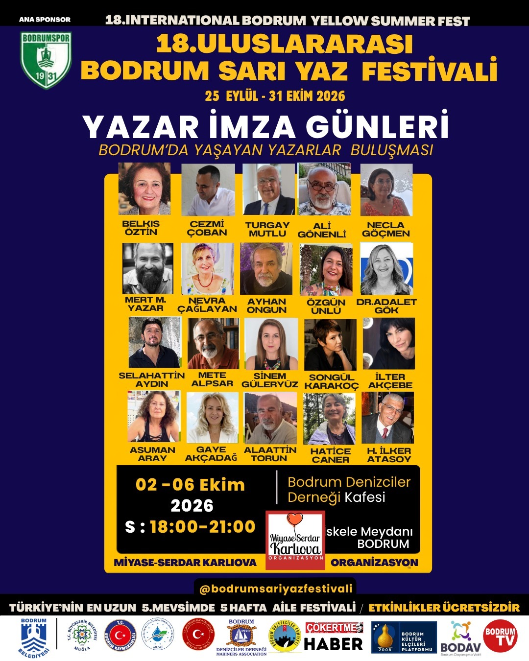 18. Uluslararası Bodrum SarıYaz Festivali’nde Üç Etaplı Edebiyat Maratonu 