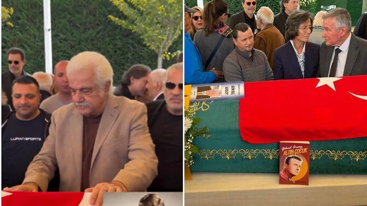 Yeşilçam'ın usta oyuncusu Göksel Arsoy'un cenaze törenine katılan Serdar Gökhan,