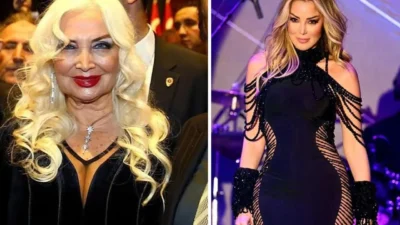 Şarkıcı Petek Dinçöz ile Sevim Emre, pazar buluşmasında birlikte objektif